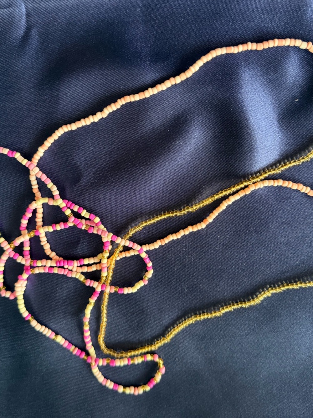 Handmade Seed Bead Necklaces in Pink, Peach & Olive
